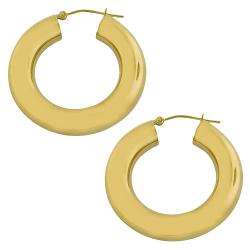 10k Yellow Gold 30 mm Polished Tube Hoop Earrings  