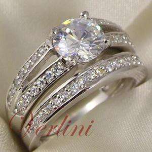   Brilliant Cut Simulated Diamond Engagement Wedding Ring Matching Set