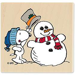   Snoopy & the Snowman Wood Mounted Rubber Stamp  