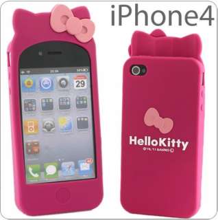 Hello Kitty Double Bow Silicone Soft W/Ear Case Cover For Apple iPhone 