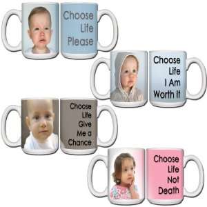  Set of 4 15oz Pro Life Ceramic Coffee Mugs Choose Life 
