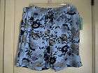 New NWT Womens Silverwear New York M Pull On Blue Floral Shorts Cotton 