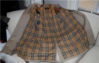 Vintage BURBERRY Nova Check Khaki Rain Trench Coat 42  