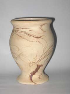 Nemadji Pottery 6 Footed Vase Brown Swirl Signed  