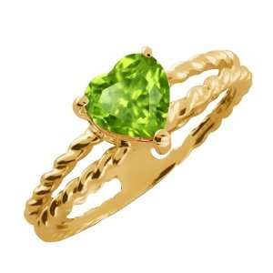  0.83 Ct Heart Shape Green Peridot Gold Plated Sterling 