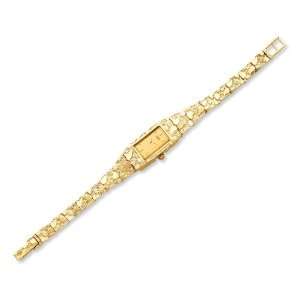  10k Champagne Dial Rectangular Face Nugget Watch Jewelry