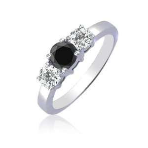  Diamonds (SI Clarity,G H Color) With Natural Treated Black Diamonds 