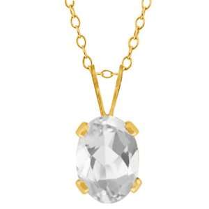  0.95 Ct Oval Shape White Topaz Yellow Gold Plated Brass 