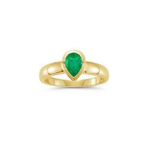  0.64 Cts of 8x5 mm AAA Pear Emerald Solitaire Ring in 14K 