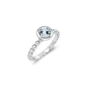  0.58 Cts Sky Blue Topaz Solitaire Ring in 14K White Gold 