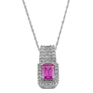  0.45 Cttw Pink Sapphire, Diamond 14 Karat White Gold 18 
