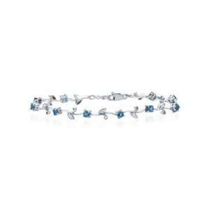  0.11 Ct Diamond & 1.02 Cts Aquamarine Bracelet in 14K 
