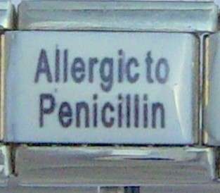 Allergic to Penicillin Medical Alert for Italian Charm Bracelets Free 