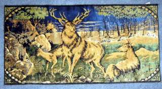 VINTAGE TAPESTRY/ITALY WALL HANGING 1930s ELK CLEARING  