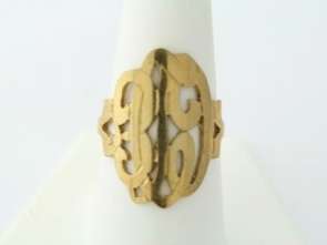 Gold Tone Metal Swirl Fashion Ring Size 9.25 1 inch  