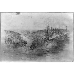  Camp,Spokane River,territories,trees,drawings,Idaho 