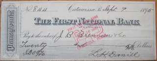 1895 Check First National Bank   Catawissa, Penn, PA  