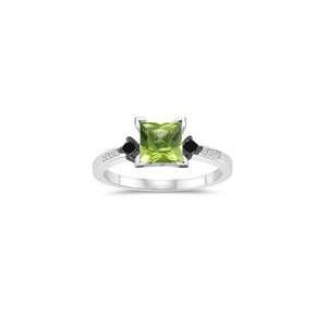   White Diamond, 0.89 Cts Peridot Engagement Ring in 14K White Gold 4.5