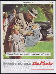 1945 DeSoto Car Newborn Baby Nurse Mother De Soto Vintage Print Ad 