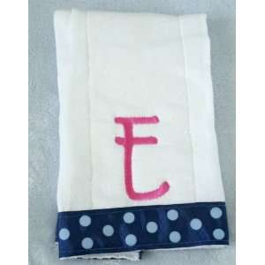  Personalized Burp Cloth   Single Initial Baby