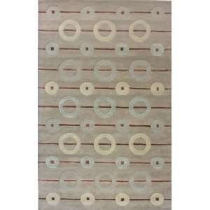  Contemporary Area Rug Circles 5 x 8 Carpet Wool Taupe 
