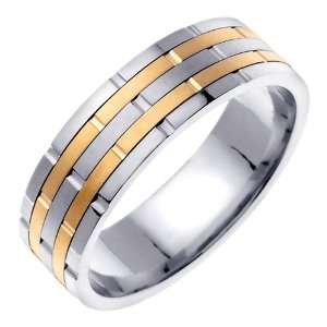   Contemporary Womens 6.5 Mm 18K Two Tone Gold Comfort Fit Wedding Band
