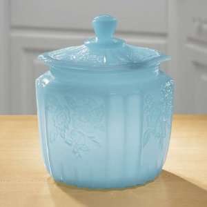Milky Blue Glass Biscuit Jar 