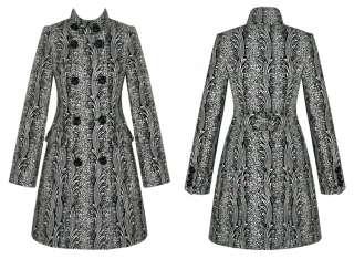  WOMENS NEW GREY DOUBLE BREASTED VINTAGE 40S 50S STYLE BOHO COAT  