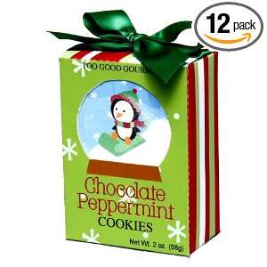 Too Good Gourmet Chocolate Peppermint Cookies in a Green Snowglobe Box 