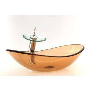  1/2 Thickness Clear Copper Oval Style Glass Bathroom 
