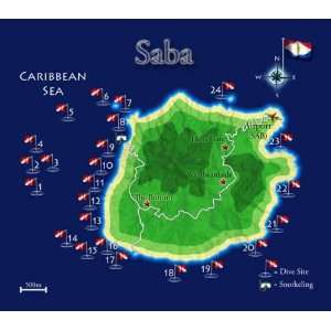 Saba Dive Map 