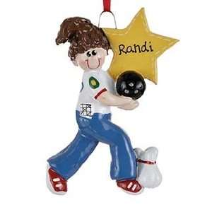  Personalized Bowler   Female Christmas Ornament