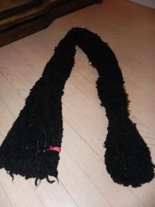 MISS SIXTY 60 black bag wool crochet long winter scarf Saks Italy RARE 