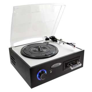 Pyle Turntable Cassette Player 2 Built in Speakers,  Recording, USB 