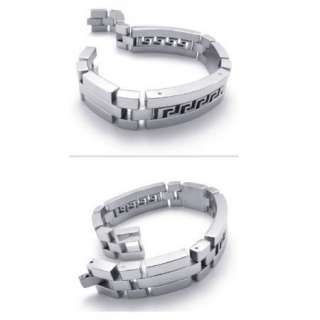 New Cool Men Silver Crystal Stainless Steel Bracelet Bangle Chain Gift 