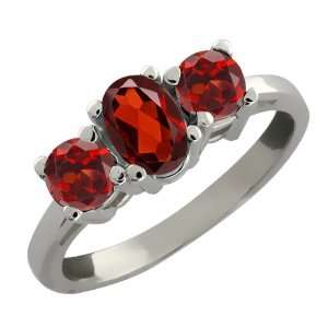   29 Ct Genuine Oval Red Garnet Gemstone 10k White Gold Ring Jewelry