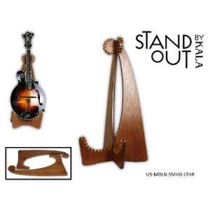   STAND OUT SOLID MAHOGANY MANDOLIN STAND LEATHER TRIM 