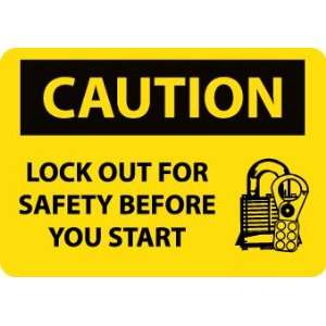 C177R   Caution, Lockout For Safety Before You Start, 7 X 10, .050 