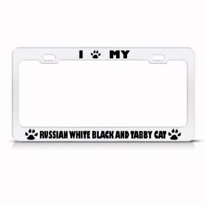  Russian White, Black And Tabby Cat Metal license plate 
