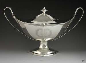 VERY LARGE 1789 ENGLISH STERLING SILVER SOUP TUREEN  