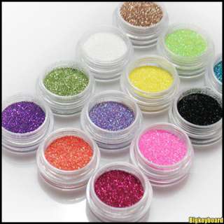 12 x Mix Color UV Gel Glitter Dust Powder for Nail Art Tip Decoration