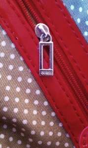NWT GUESS Red Patent Canvas Bag Tote Emerald Coast,  