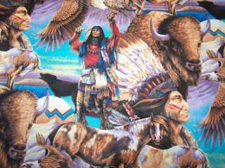 NATIVE AMERICAN INDIAN CHIEF SCENE LINED VALANCE  