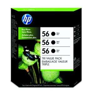  HP C8812BN 56 Inkjet Cartridges, 3 Pk   Black Office 