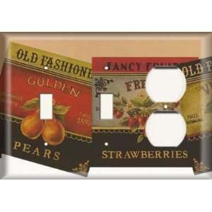  Two Switch/ One Duplex Receptacle Plate   Fruit Labels 