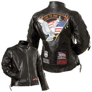 Womens Genuine Leather Motorcycle Biker Live to Ride Jacket Clothing 