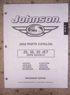 2000 Johnson Outboard Parts Catalog 25 30 20 Jet Rope y  