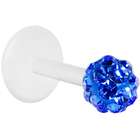 Body Candy 18 Gauge Bioplast Blue Austrian Crystal Ferido Ball Tragus 