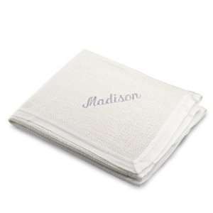  Personalized Ivory Basket Weave Blanket Gift Baby
