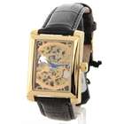 Croton Mens Croton Skeleton AUTOMATIC Movement Sharp Gold Rectangle 